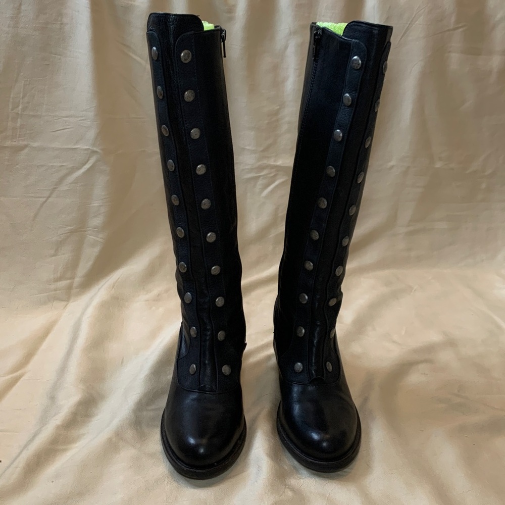 John Fluevog Dallas Black Tall Boots with Studded Shaft - Picture 8 of 16